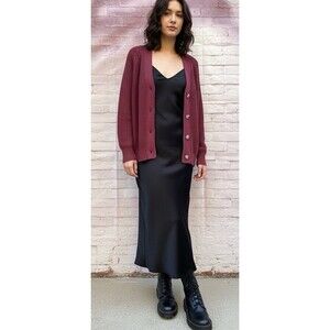 NWT Gap Shaker Stitch Chunky Knit Size L Boyfriend Grandpa Cardigan Burgundy